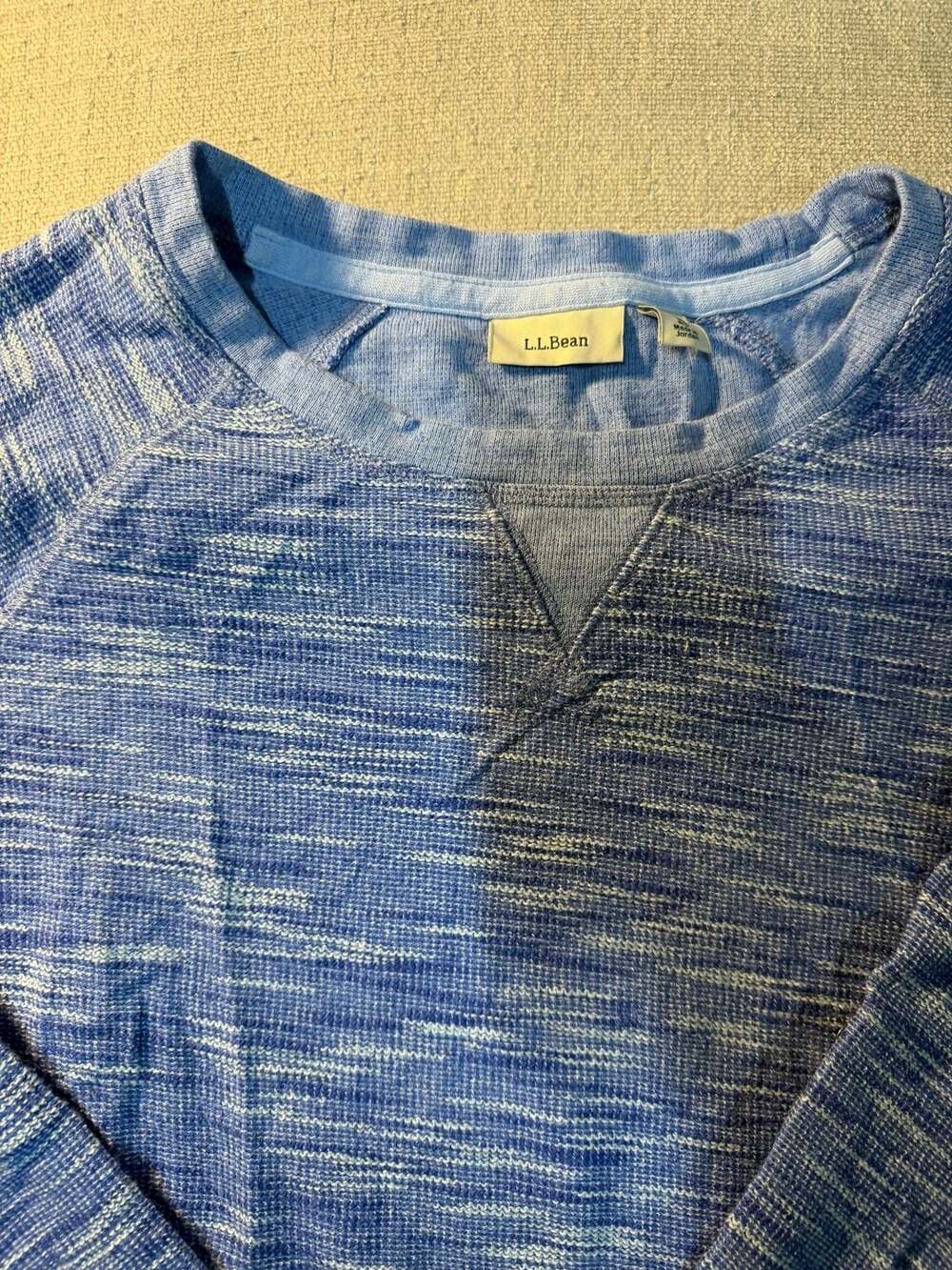 L.L.Bean Blue Space-Dyed Long Sleeve Pullover Shirt Size M - Picture 2 of 6